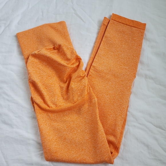 Womens orange active stretch workout leggings - Picture 1 of 5